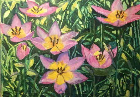 Flowers in Pink, Acryl auf Papier, 2025, 42x59,4 cm, 350,00 €