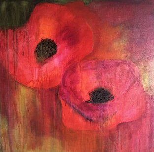 Mohn3, Acryl auf Leinwand, 2025, 80x80x4cm, 840,00 €